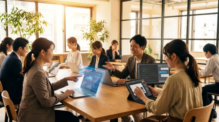 AIで業務効率化している様々な業種のビジネスパーソン