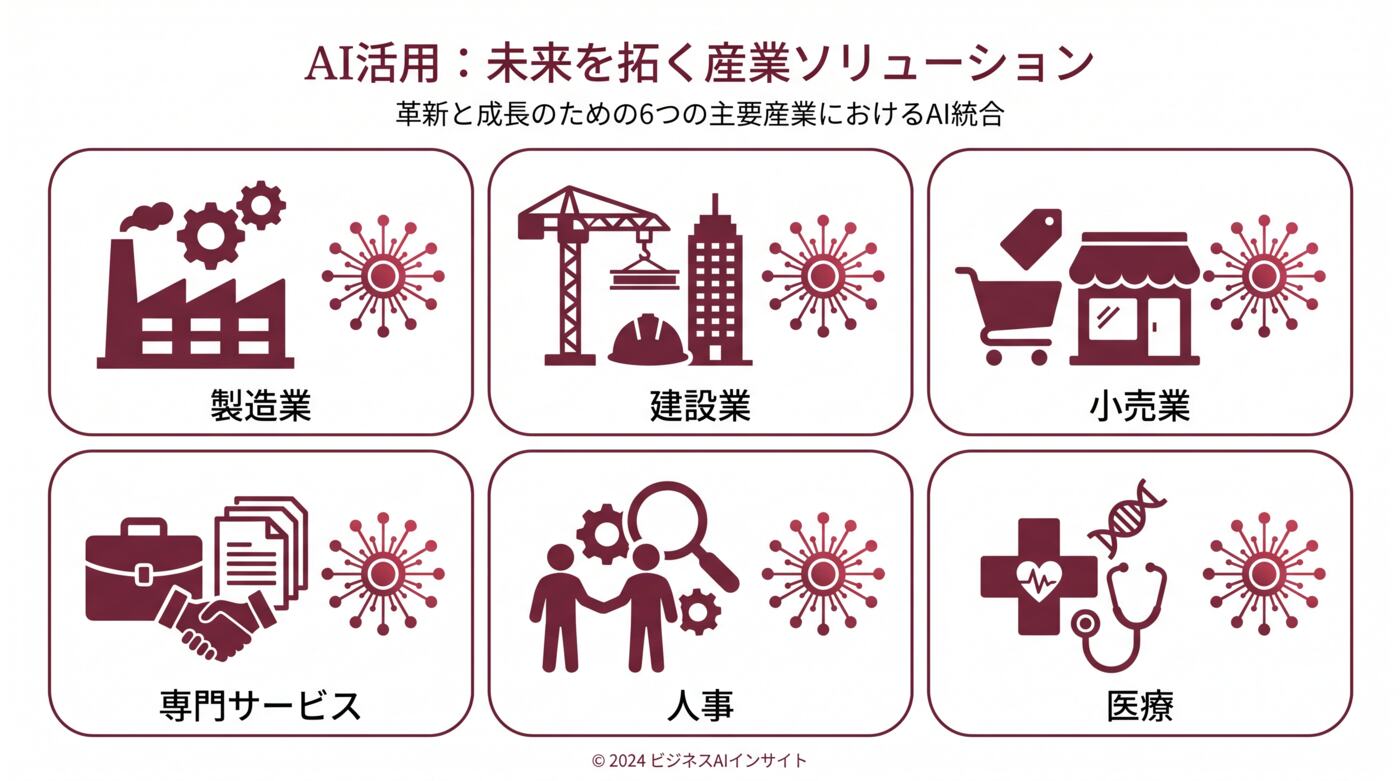 AI活用事例の業種別アイコンマップ