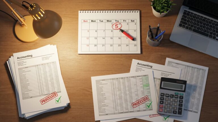 月次決算を早期化してカレンダーに5日が印された様子