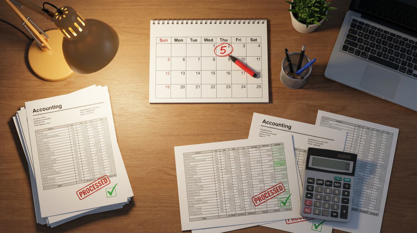 月次決算を早期化してカレンダーに5日が印された様子