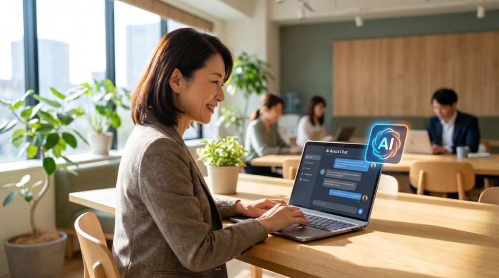 AIで業務を効率化している中小企業のビジネスパーソン