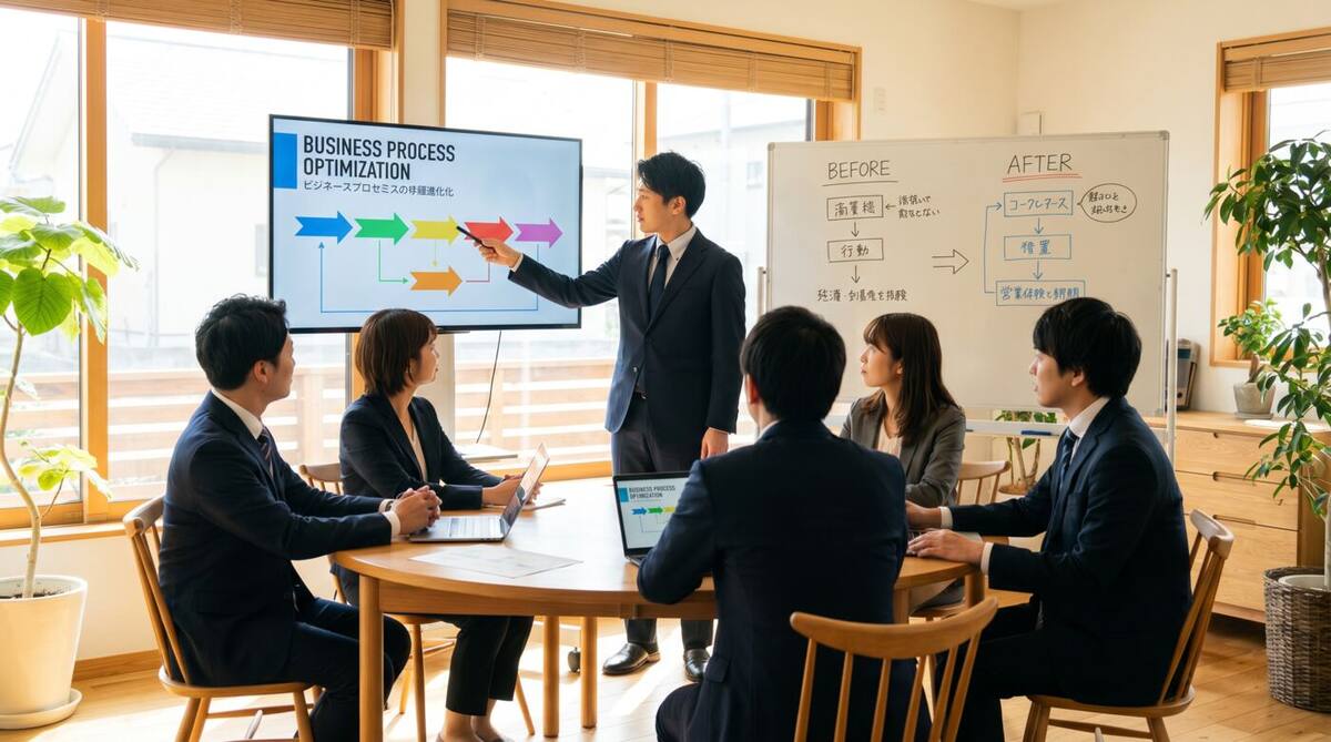 業務効率化で会議室の業務フローがデジタル化されていくイメージ