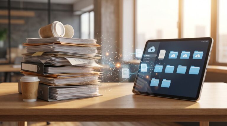 紙の書類からデジタル書類への移行イメージ