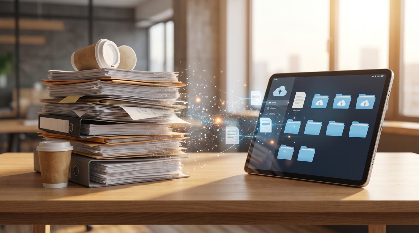 紙の書類からデジタル書類への移行イメージ