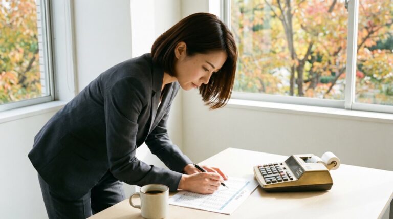 資金繰り表を前に経営判断する中小企業経営者