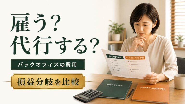 バックオフィス業務の費用を試算している中小企業の経営者