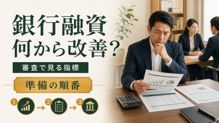 決算書を確認しながら融資の準備をする経営者