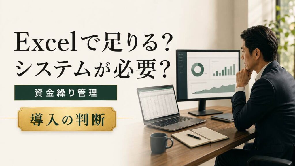 パソコンで資金繰りの数字を確認する経営者